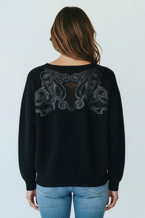 Pull laine noir col V Juju s’amuse taille 38