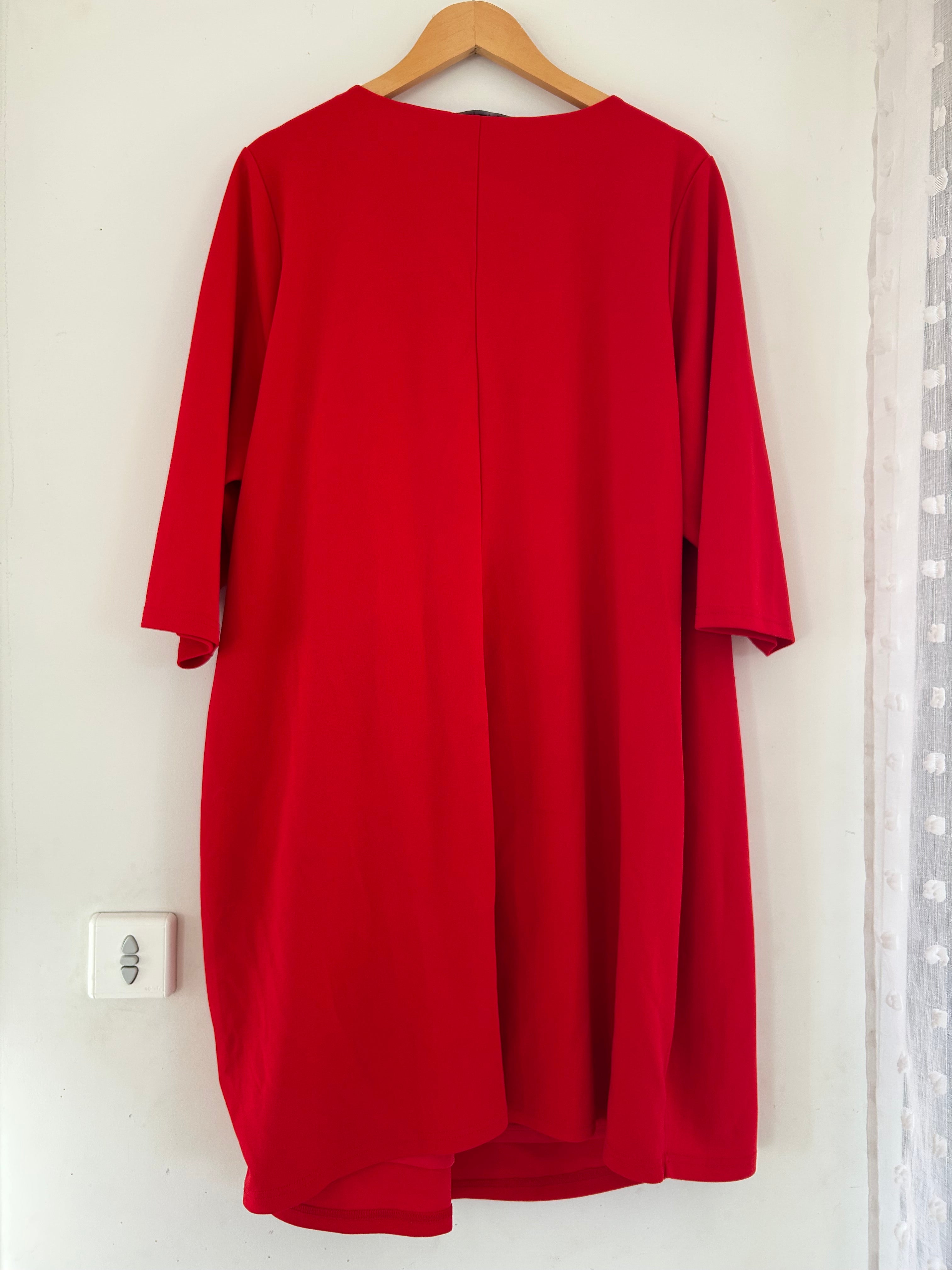 Robe rouge manches 3/4 effet portefeuille MS Mode taille 54