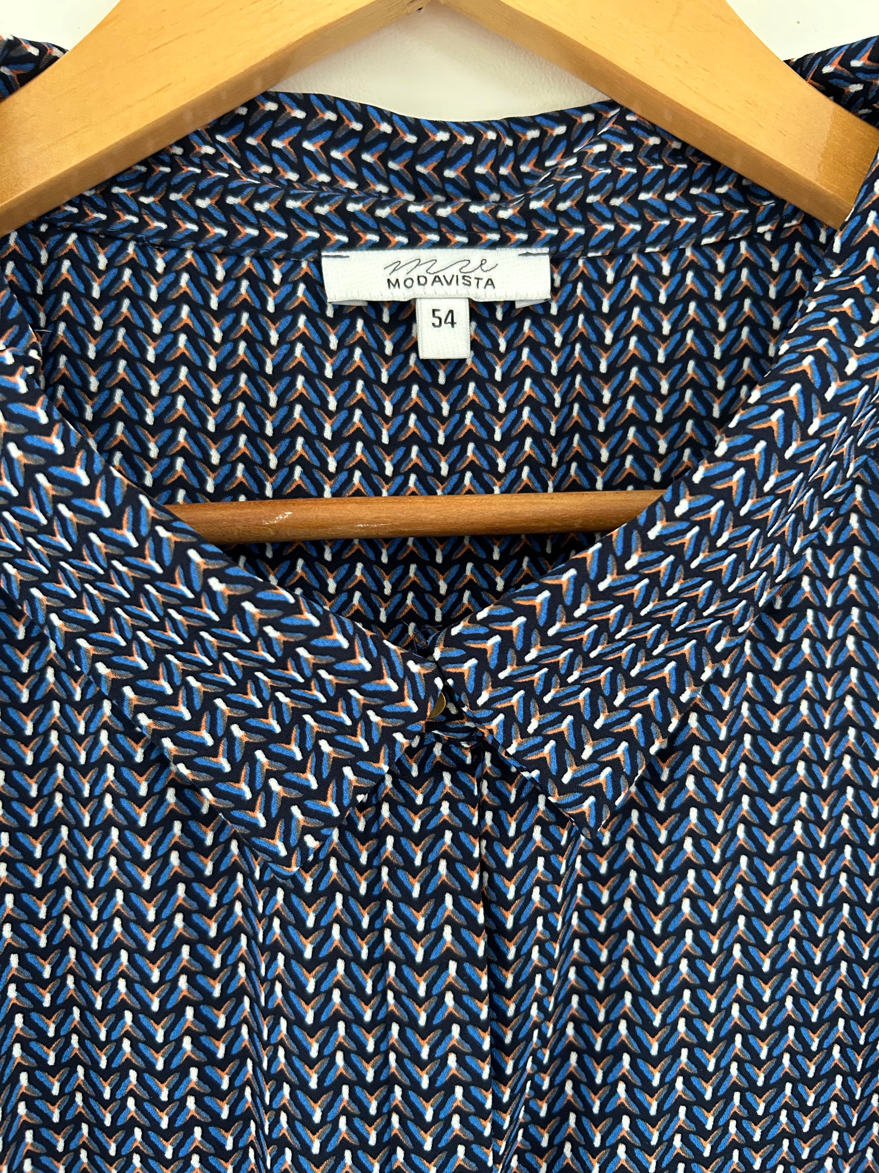 Blouse mousseline manches longues imprimé bleu Modavista taille 54