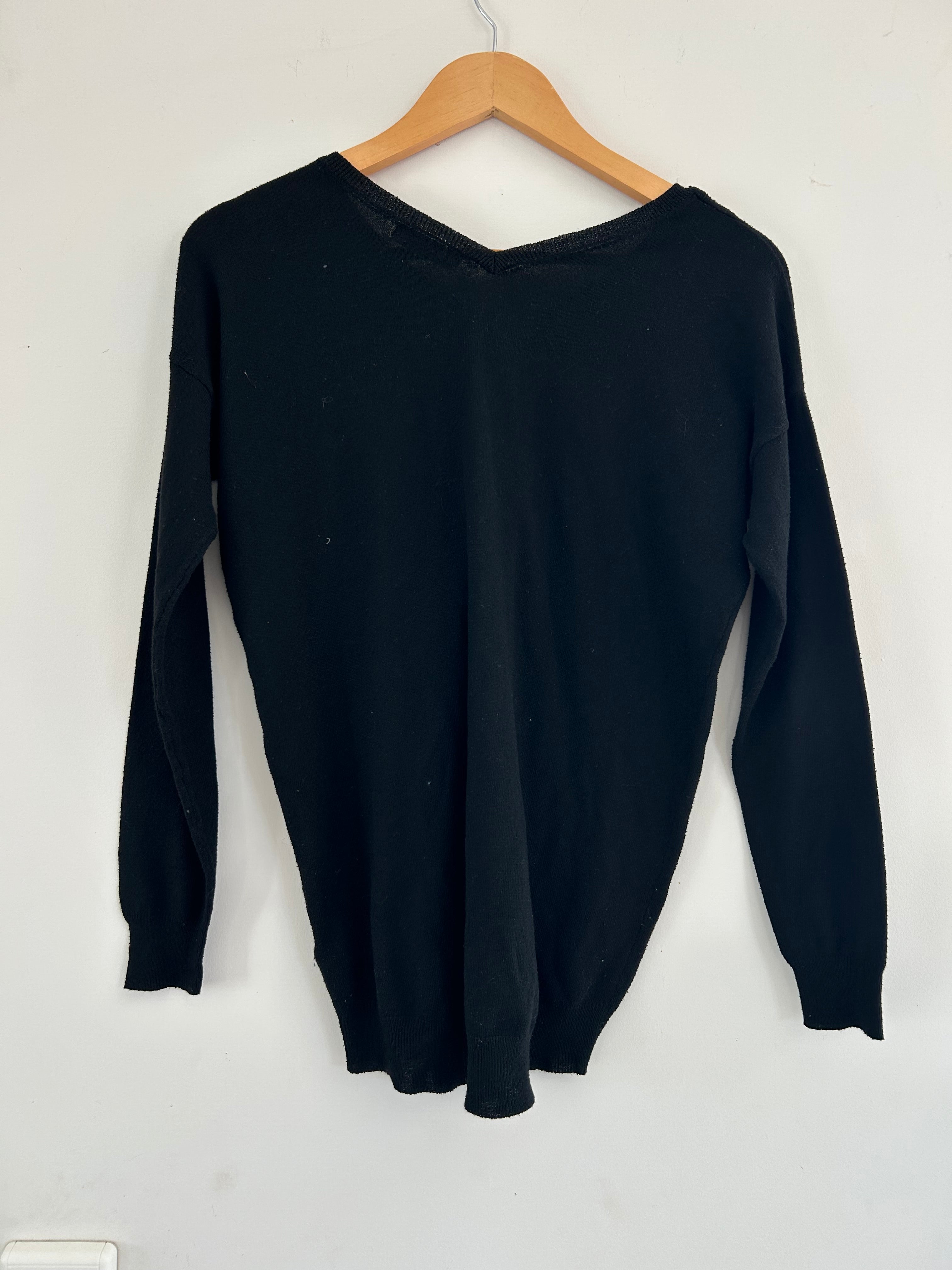 Pull fin noir col V Nicole taille 38/40