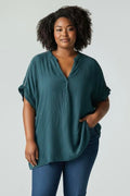 T-shirt ample manches courtes chauve souris bleu canard Kiabi taille 54/56