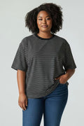 Top manches courtes rayé noir et blanc Kiabi taille 54/56