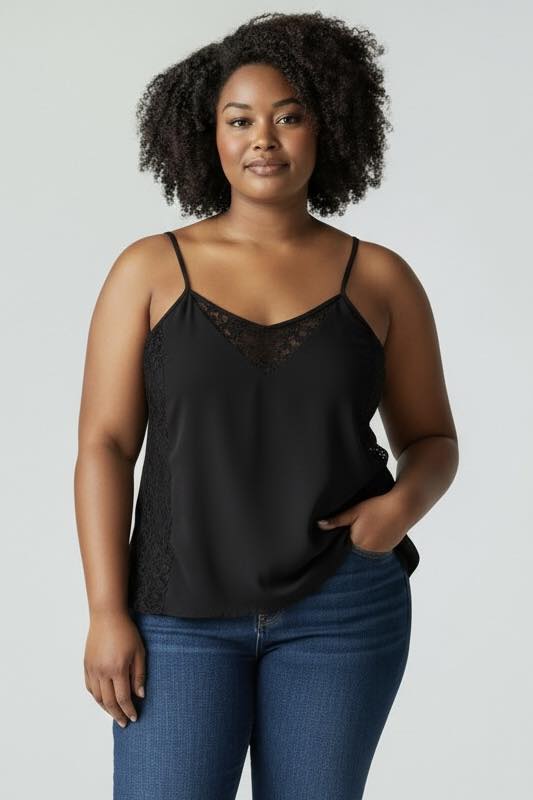 Top bretelles noir à dentelle Gémo taille 42