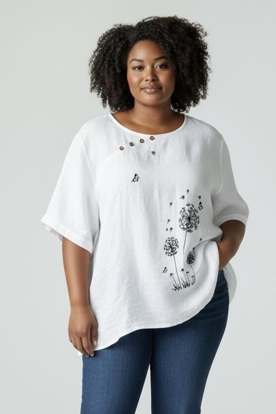 Top manches courtes blanche avec motif fleur SHEIN taille 52