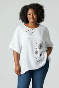 Top manches courtes blanche avec motif fleur SHEIN taille 52