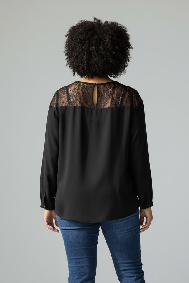 Blouse manches longues dentelle noir H&M taille 54