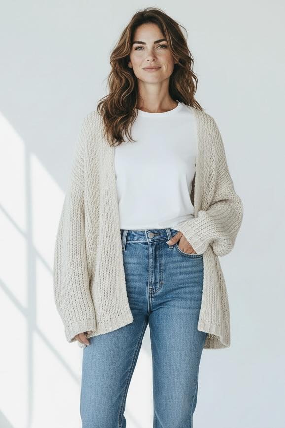 Gilet grosses mailles crème Pimkie taille M