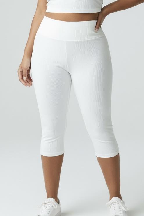 Legging de sport blanc 3/4 taille 54