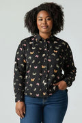 Blouse manches longues noir motif papillon H&M taille 52