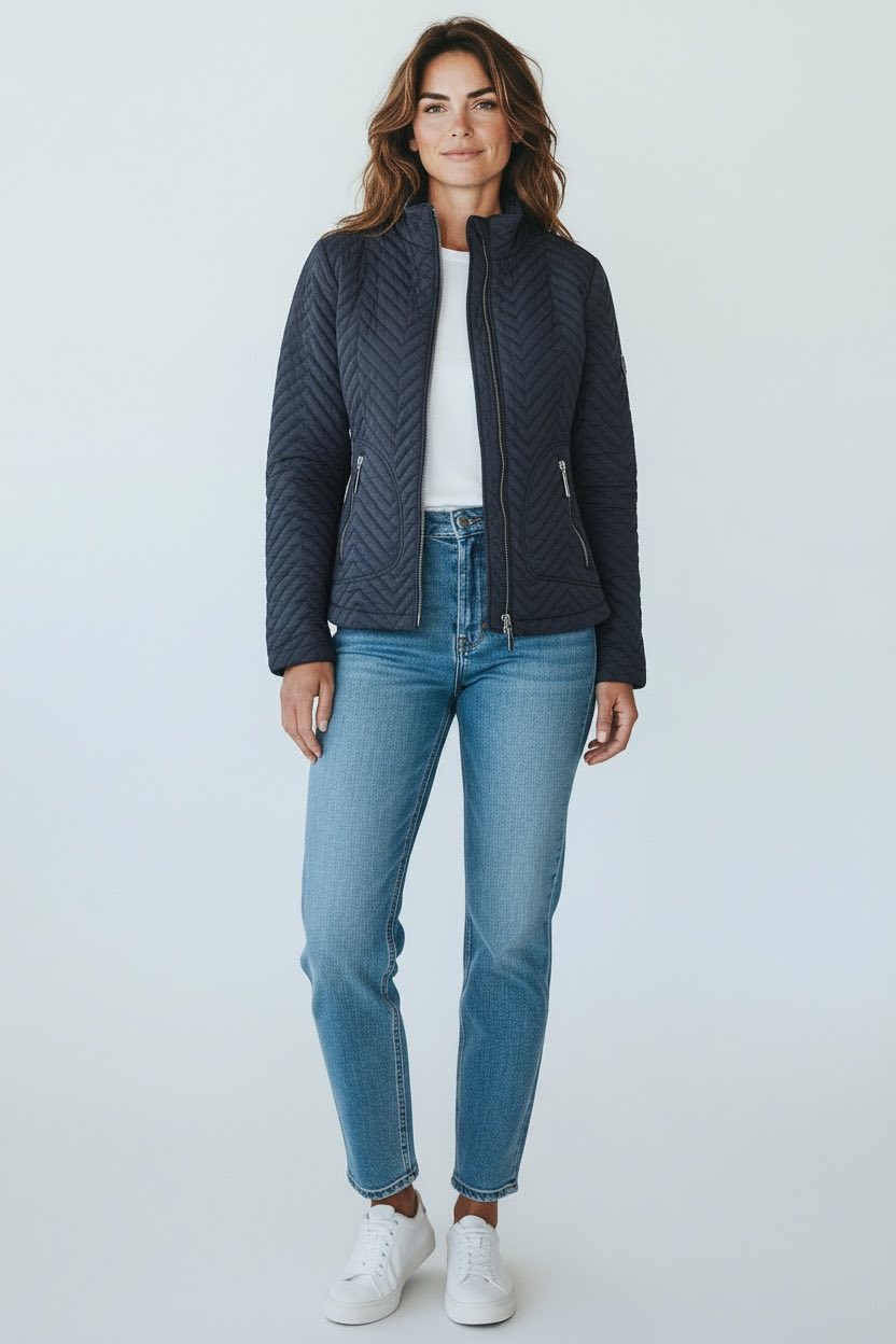 Doudoune matelassée bleu marine avec poches Fransa taille S