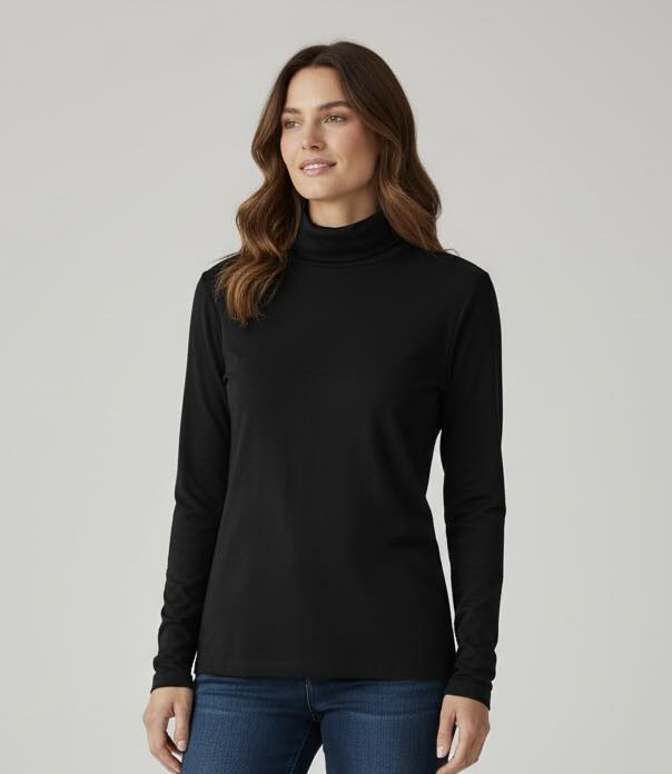 Pull fin col-roulé noir Camaieu taille 42