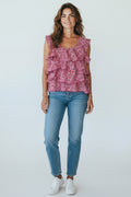 Blouse à volants rose motif fleuri Blancheporte taille 40
