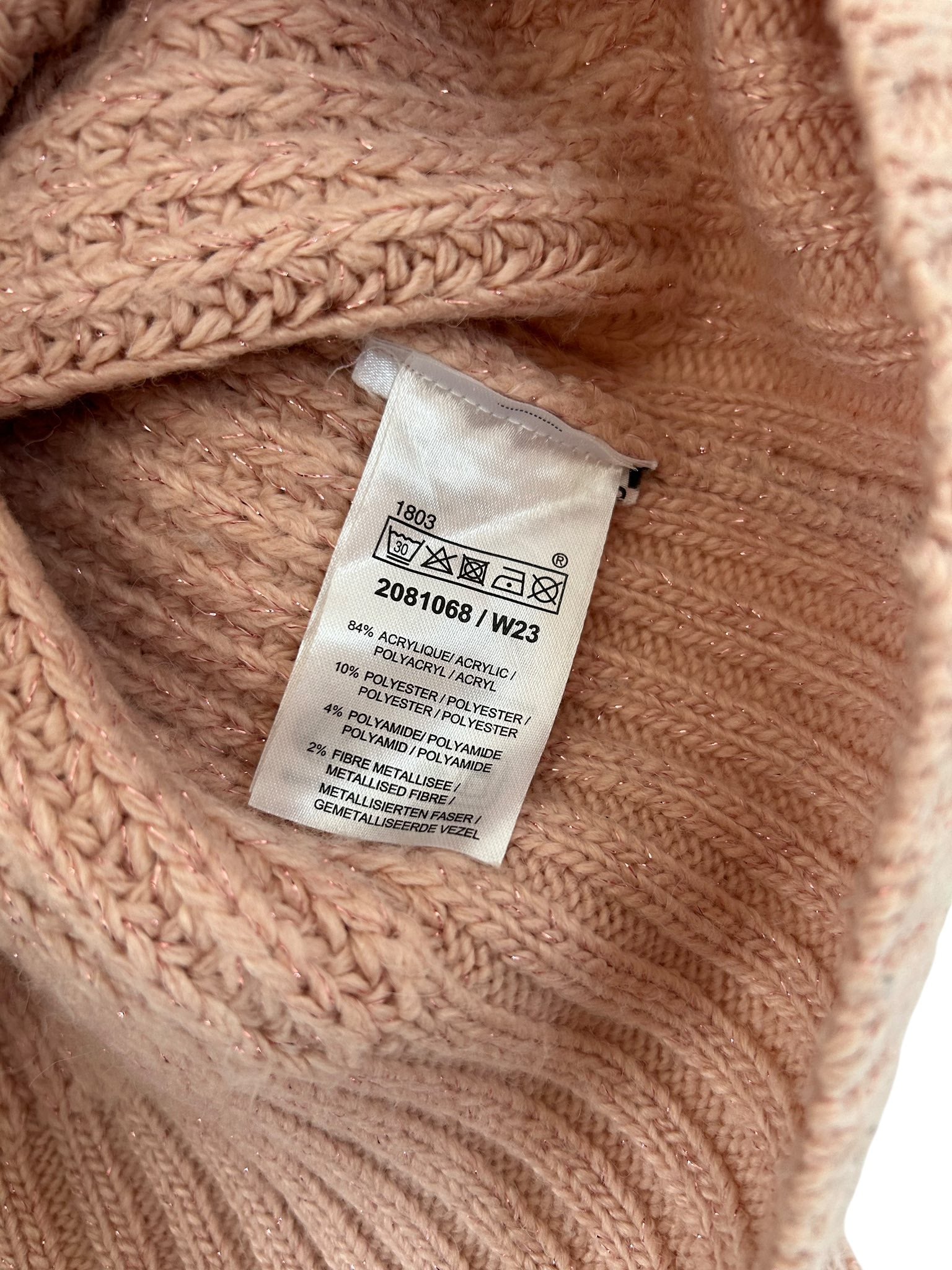 Pull maille rose pailleté col rond Zamba taille 46