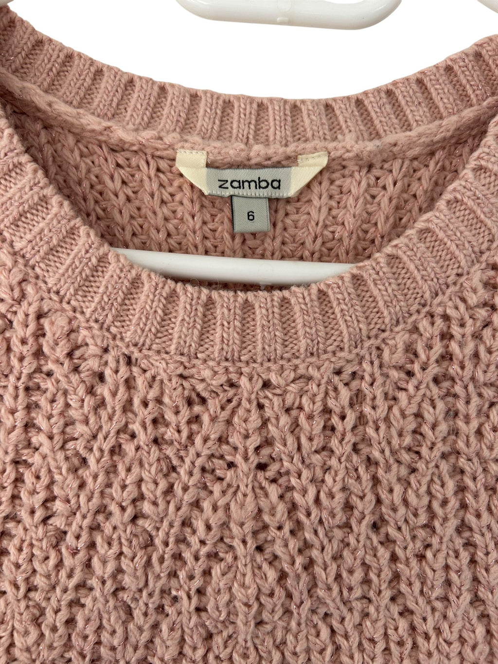 Pull maille rose pailleté col rond Zamba taille 46
