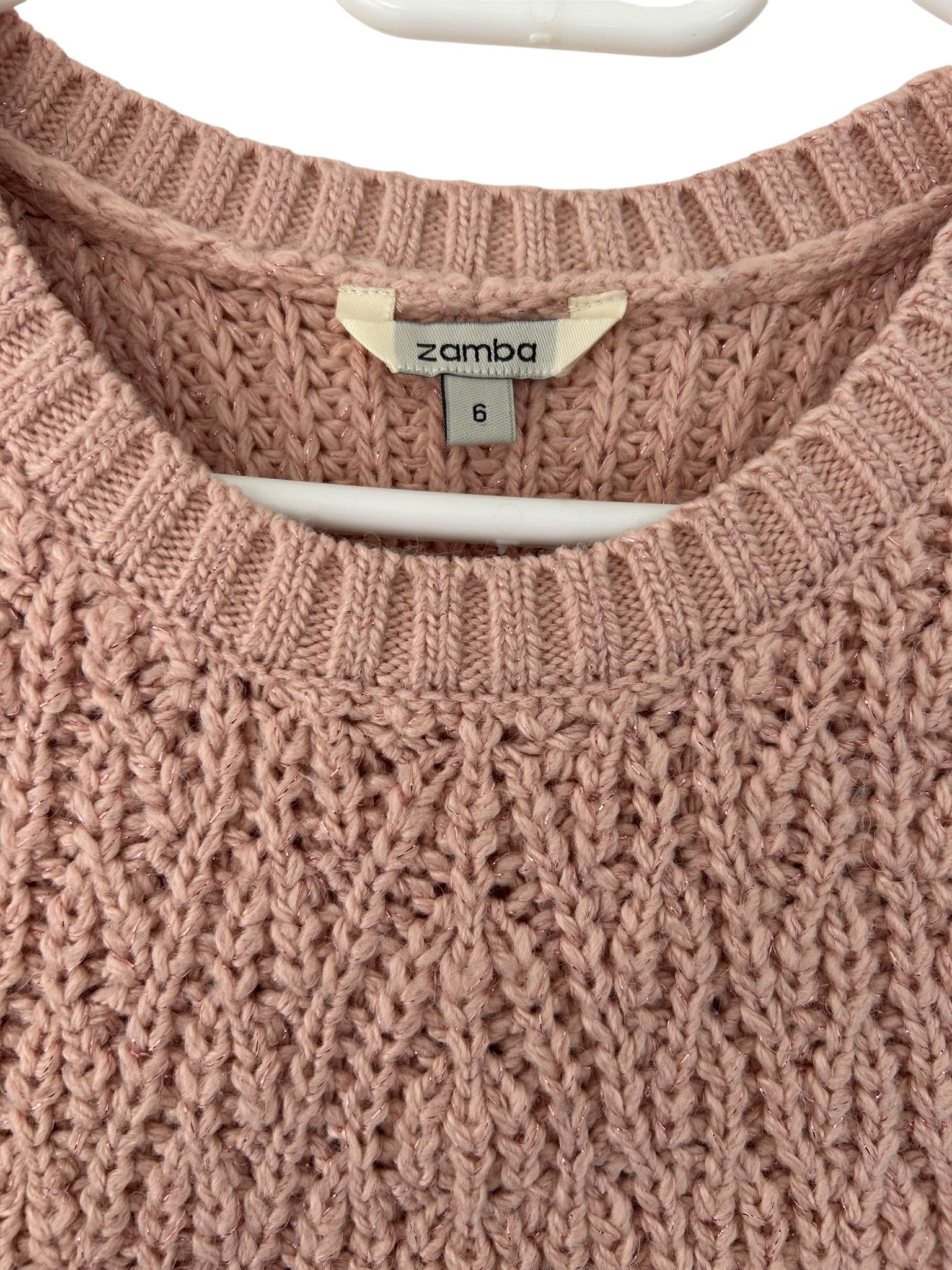 Pull maille rose pailleté col rond Zamba taille 46