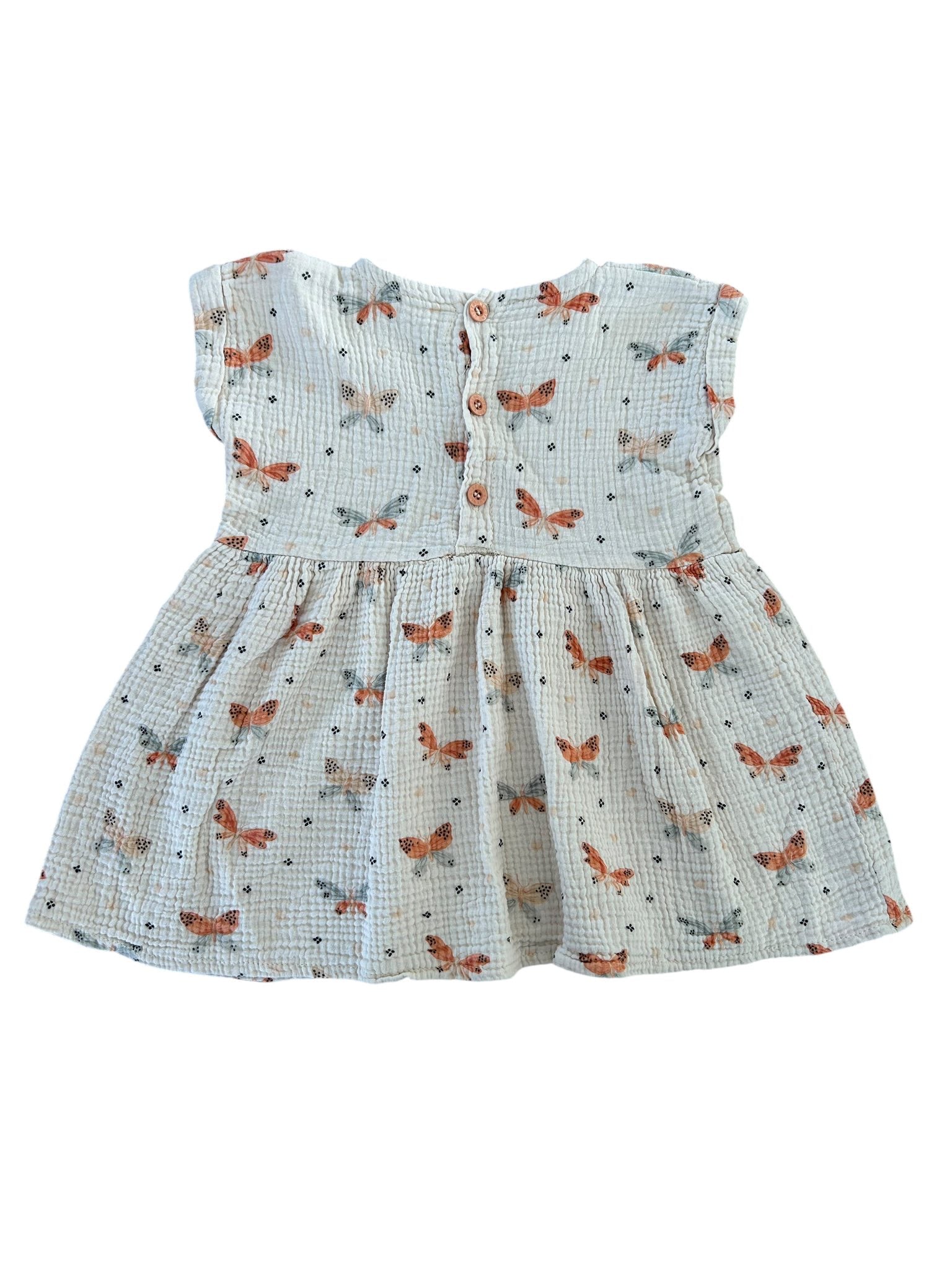 Robe manches courtes gaz de coton imprimé papillon taille 5 ans