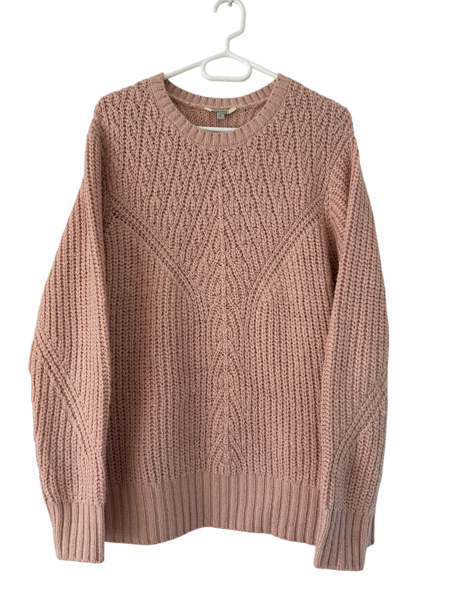 Pull maille rose pailleté col rond Zamba taille 46