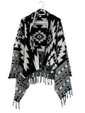 Gilet long à franges asymétrique à motifs noir et blanc H&M taille XS