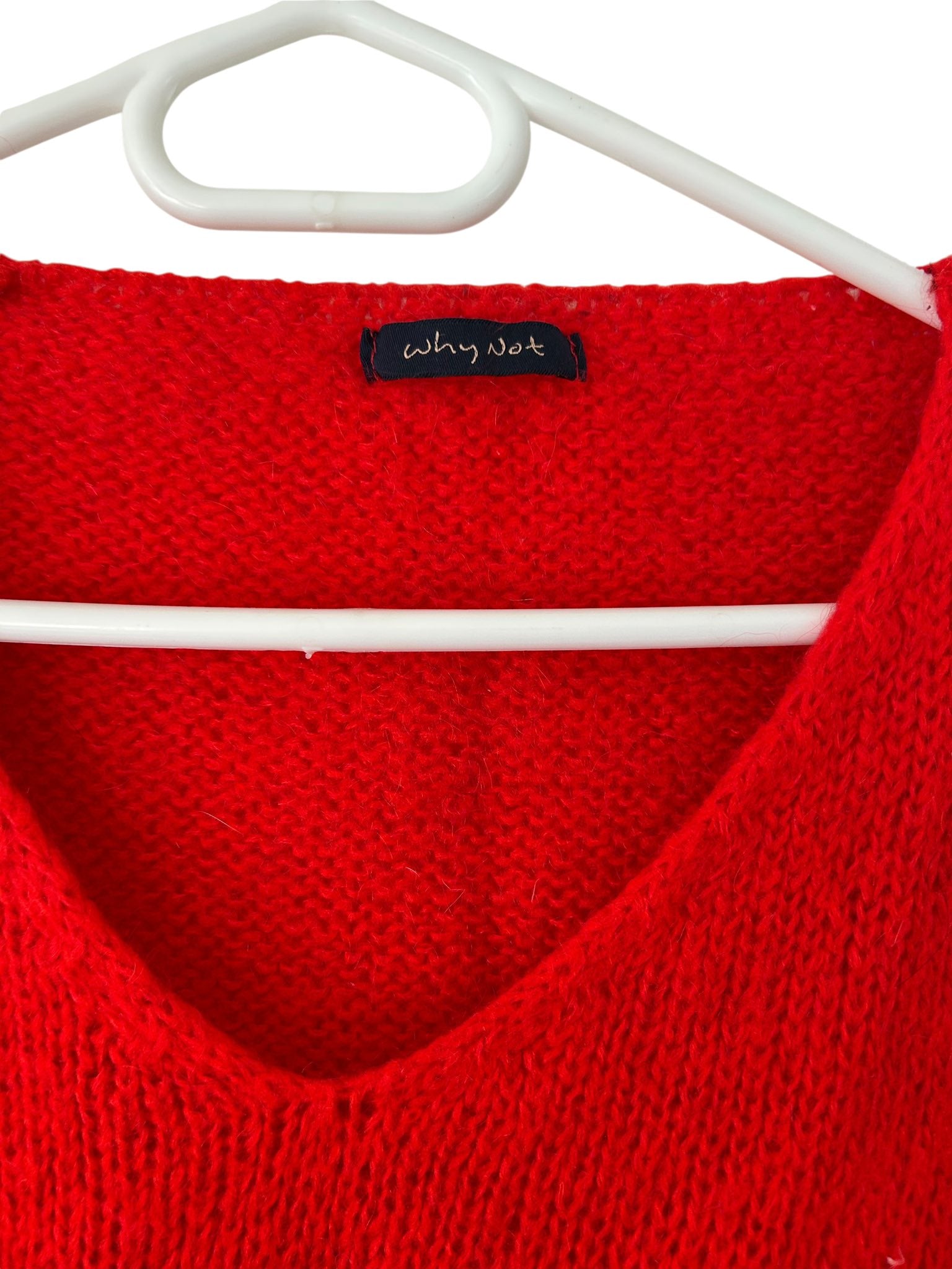 Pull mailles col V oversize rouge Why Not taille 44/46