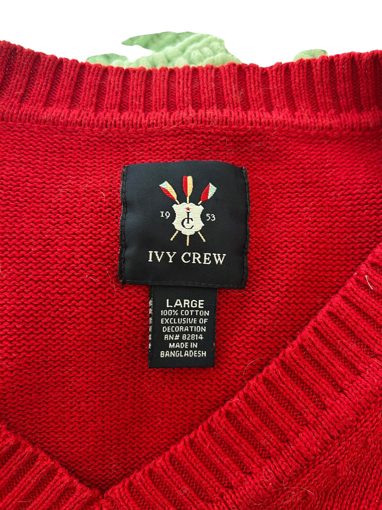 Pull sans manches col V rouge Ivy Crew taille L