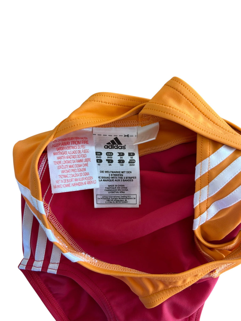 Maillot de bain 1 pièce orange Adidas 2 ans