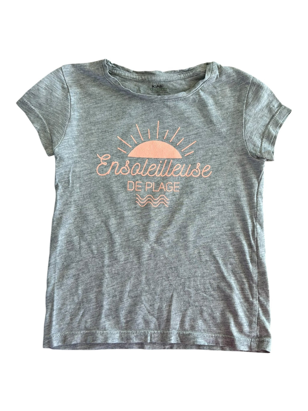 T-shirt manches courtes gris "ensoleilleuse de plage" Kiabi 4 ans