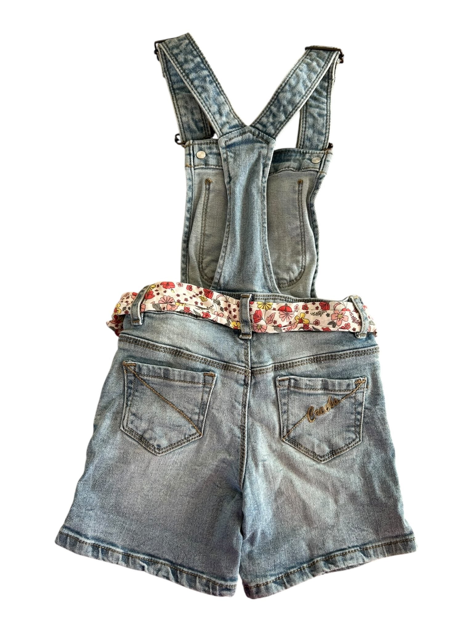 Salopette en jean avec ceinture fleurie Creeks 4 ans