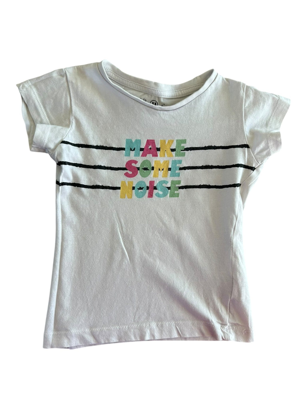 T-shirt manches courtes blanc "make some noise" U Essentiel 4 ans