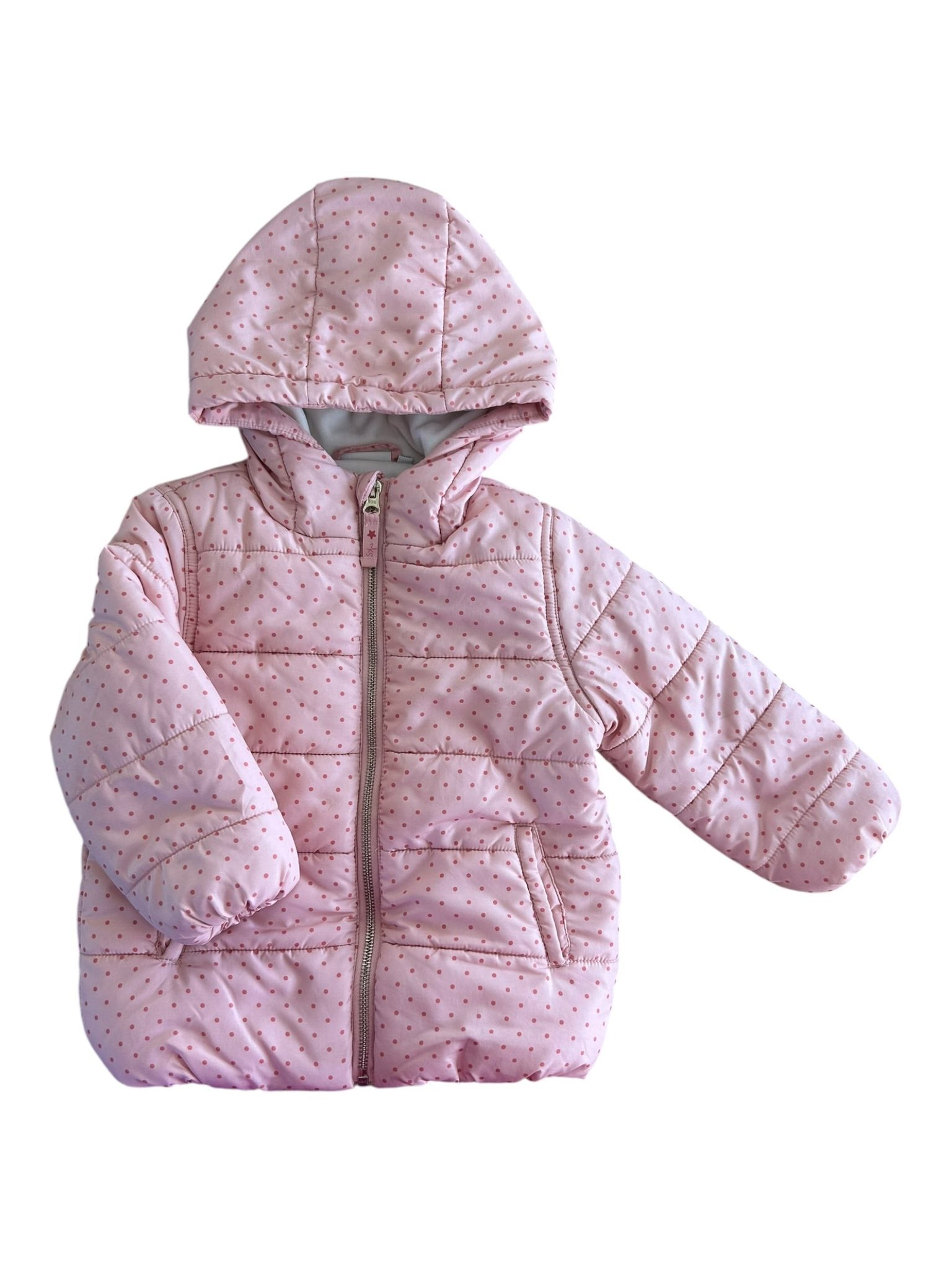 Blouson intérieur polaire avec capuche rose à pois Noukie's 3 ans