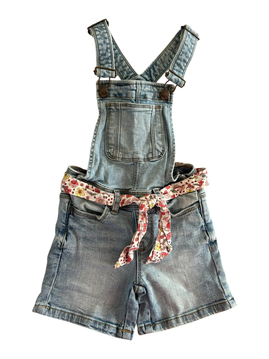 Salopette en jean avec ceinture fleurie Creeks 4 ans