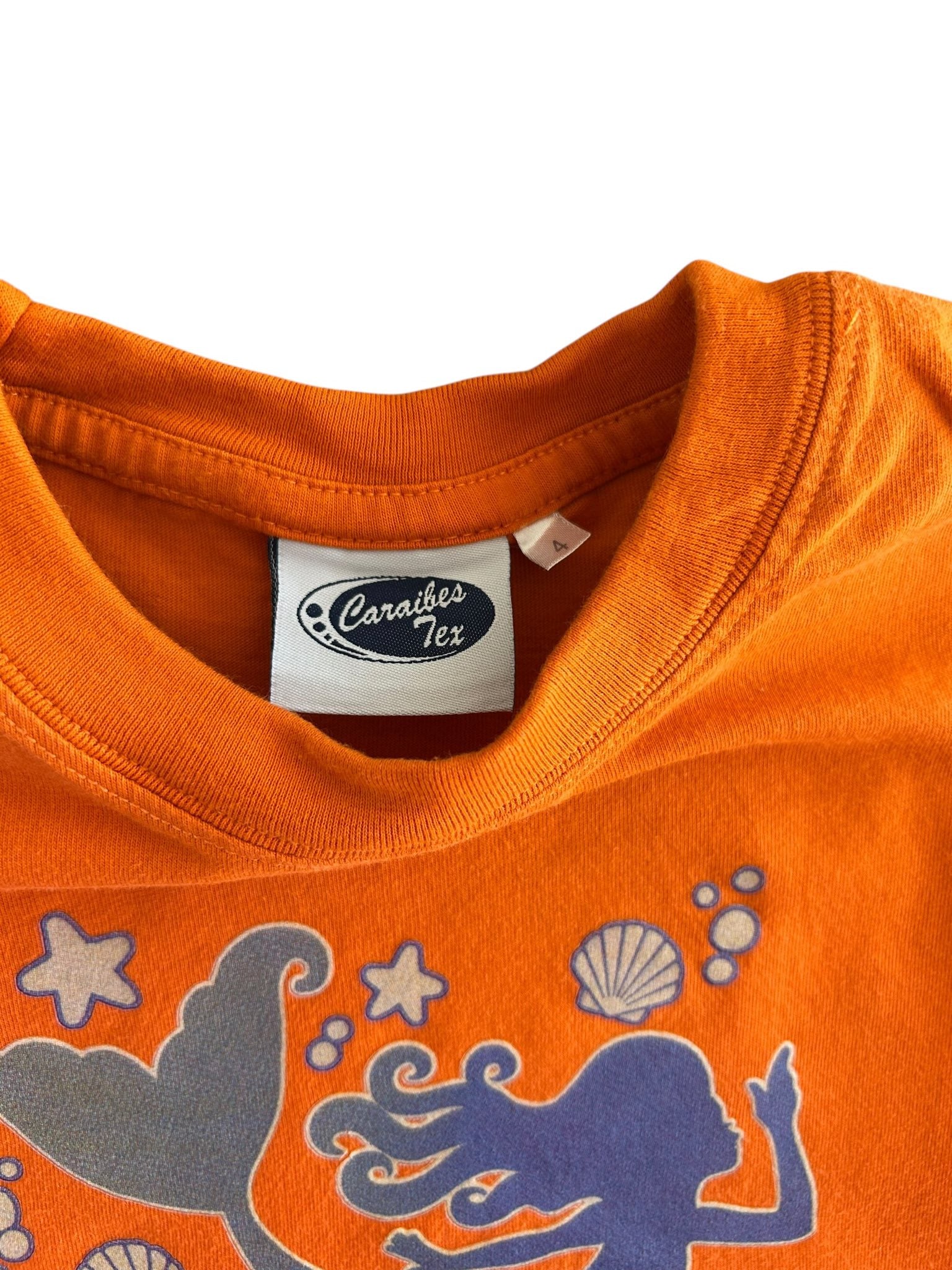 T-shirt manches courtes orange sirène Martinique 4 ans