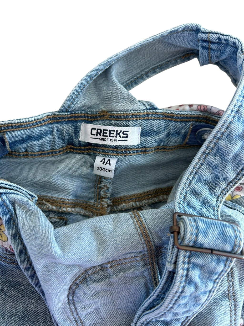 Salopette en jean avec ceinture fleurie Creeks 4 ans
