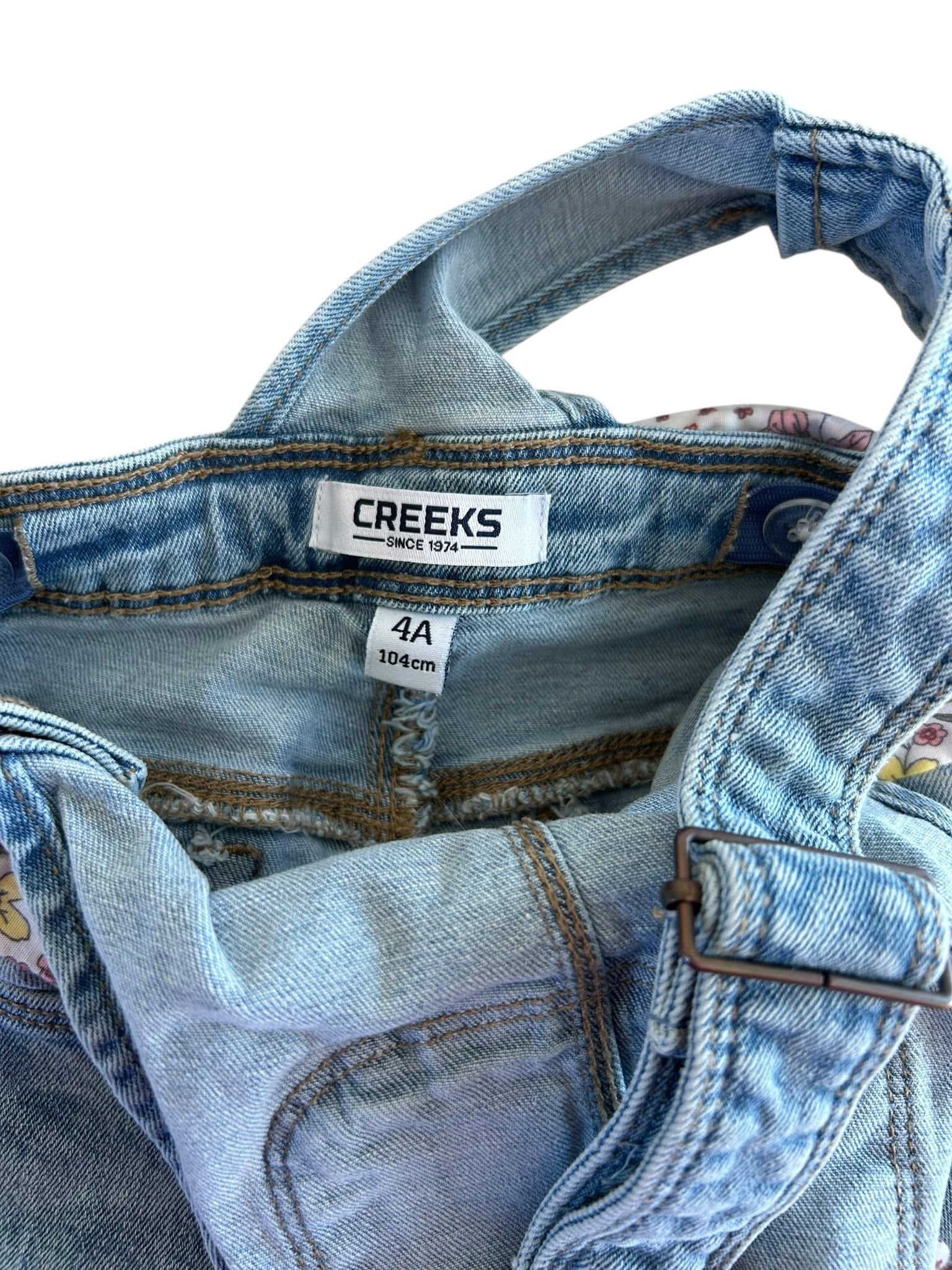 Salopette en jean avec ceinture fleurie Creeks 4 ans