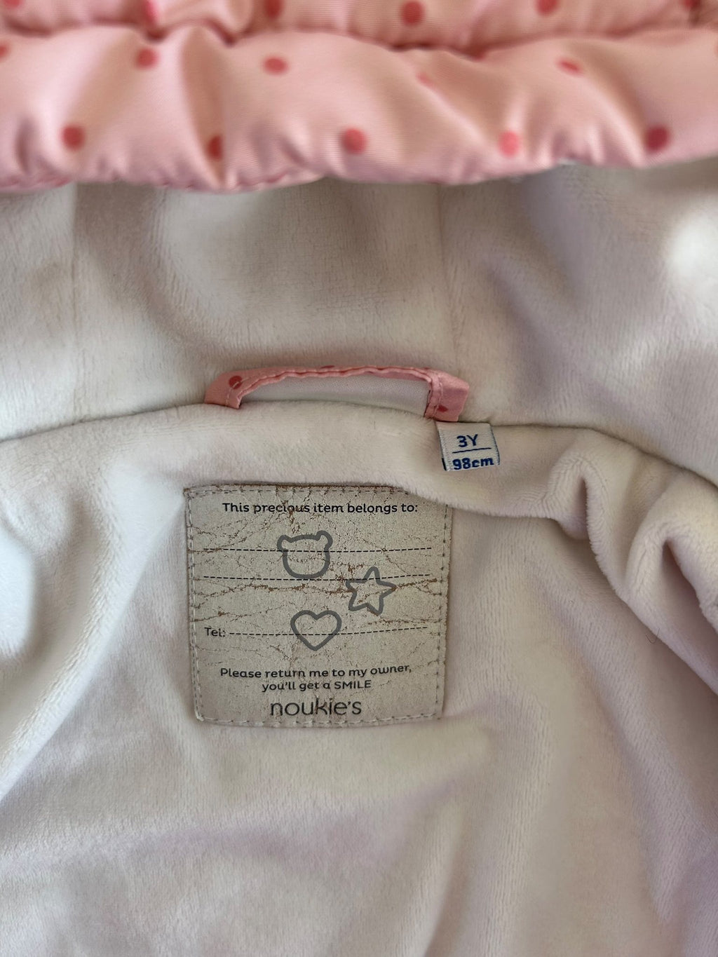 Blouson intérieur polaire avec capuche rose à pois Noukie's 3 ans
