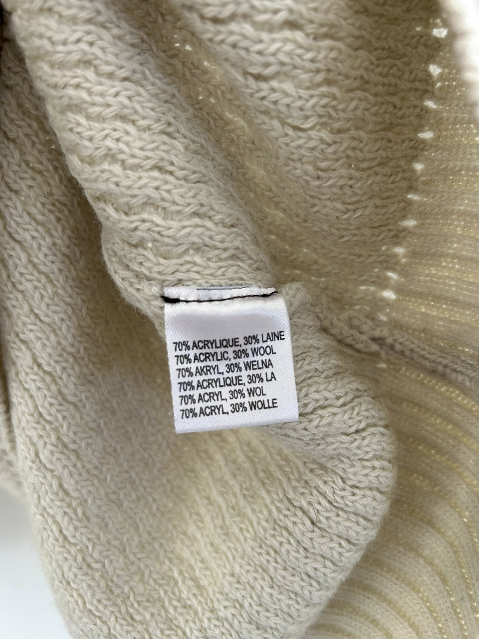 Pull maille en laine beige col rond Dynam Outdoor taille XL