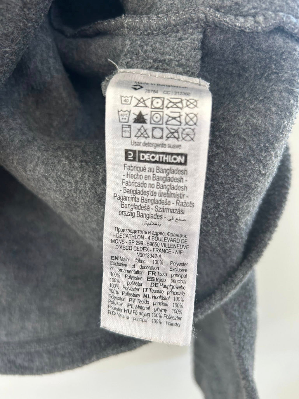 Polaire grise Quechua taille 3XL