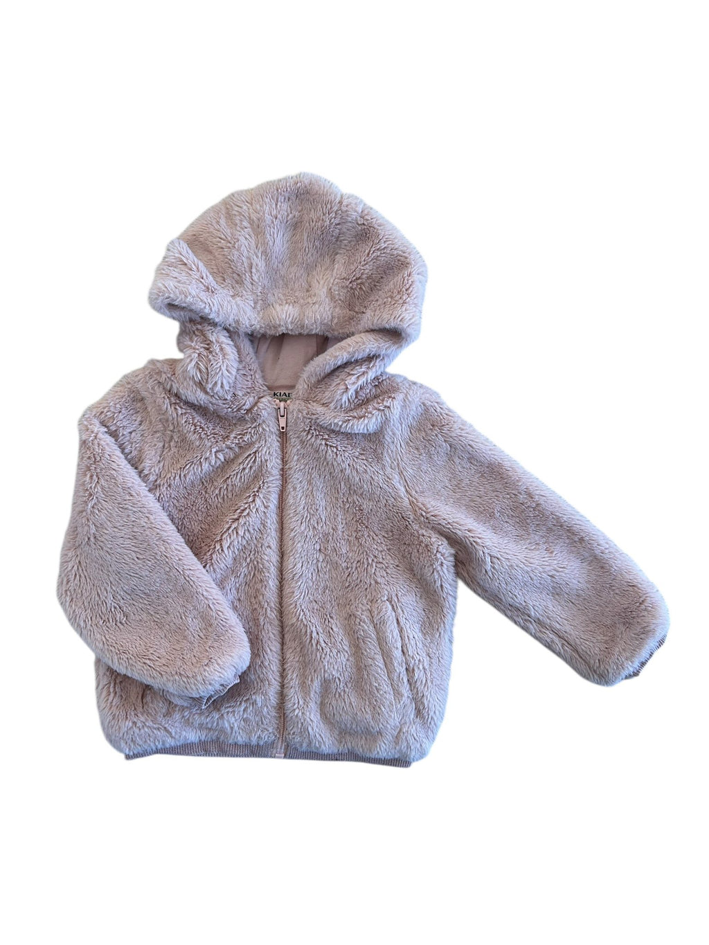 Veste à capuche fausse fourrure rose Kiabi taille 4 ans
