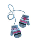 Moufles grise et rose avec fleur taille 0/6 mois