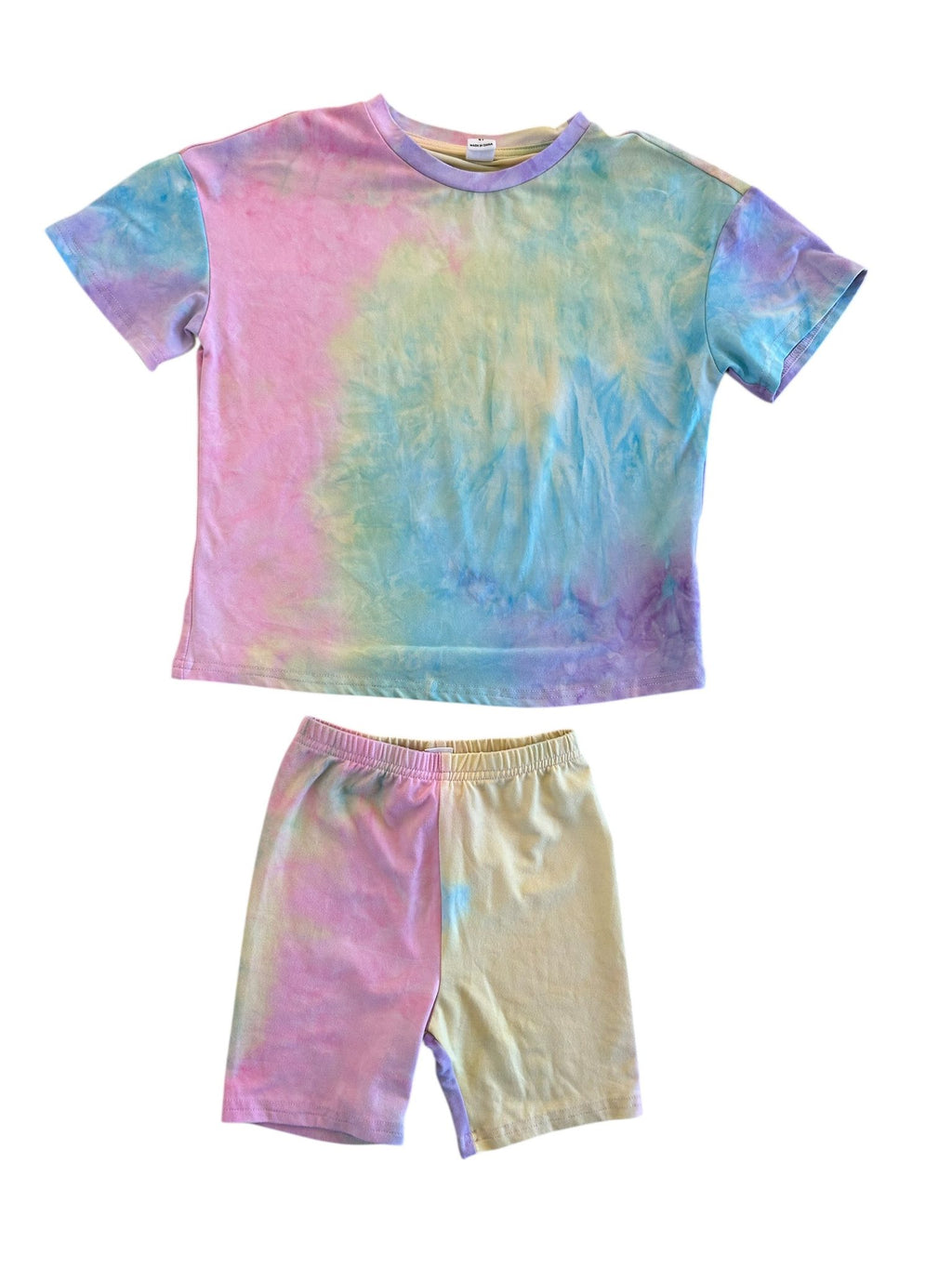 Ensemble d'été tie-dye t-shirt large et short Shein taille 4 ans