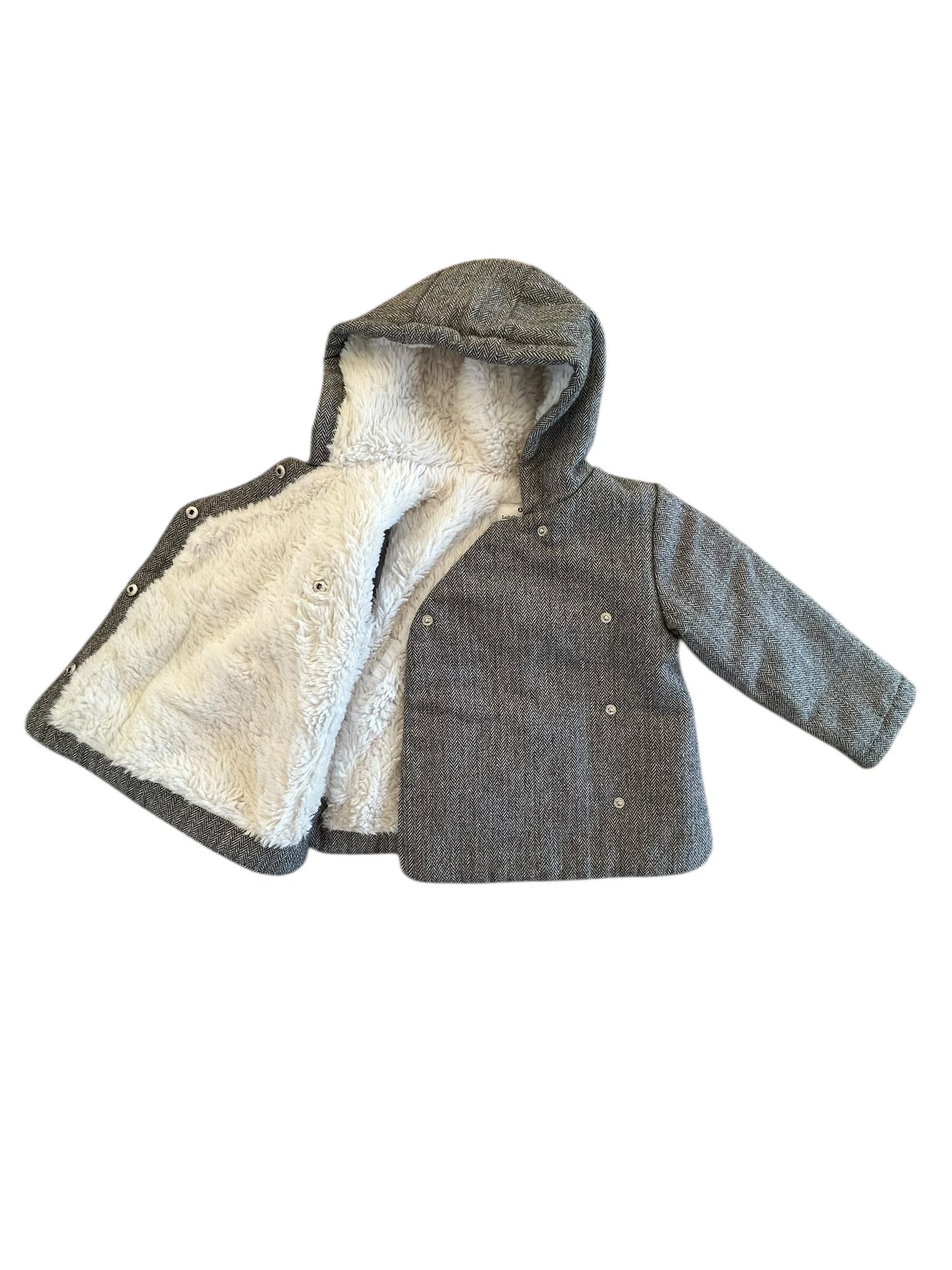 Manteau à capucheétiquette manquante fourré polaire gris et pailleté Lulu Castagnette taille 3 ans