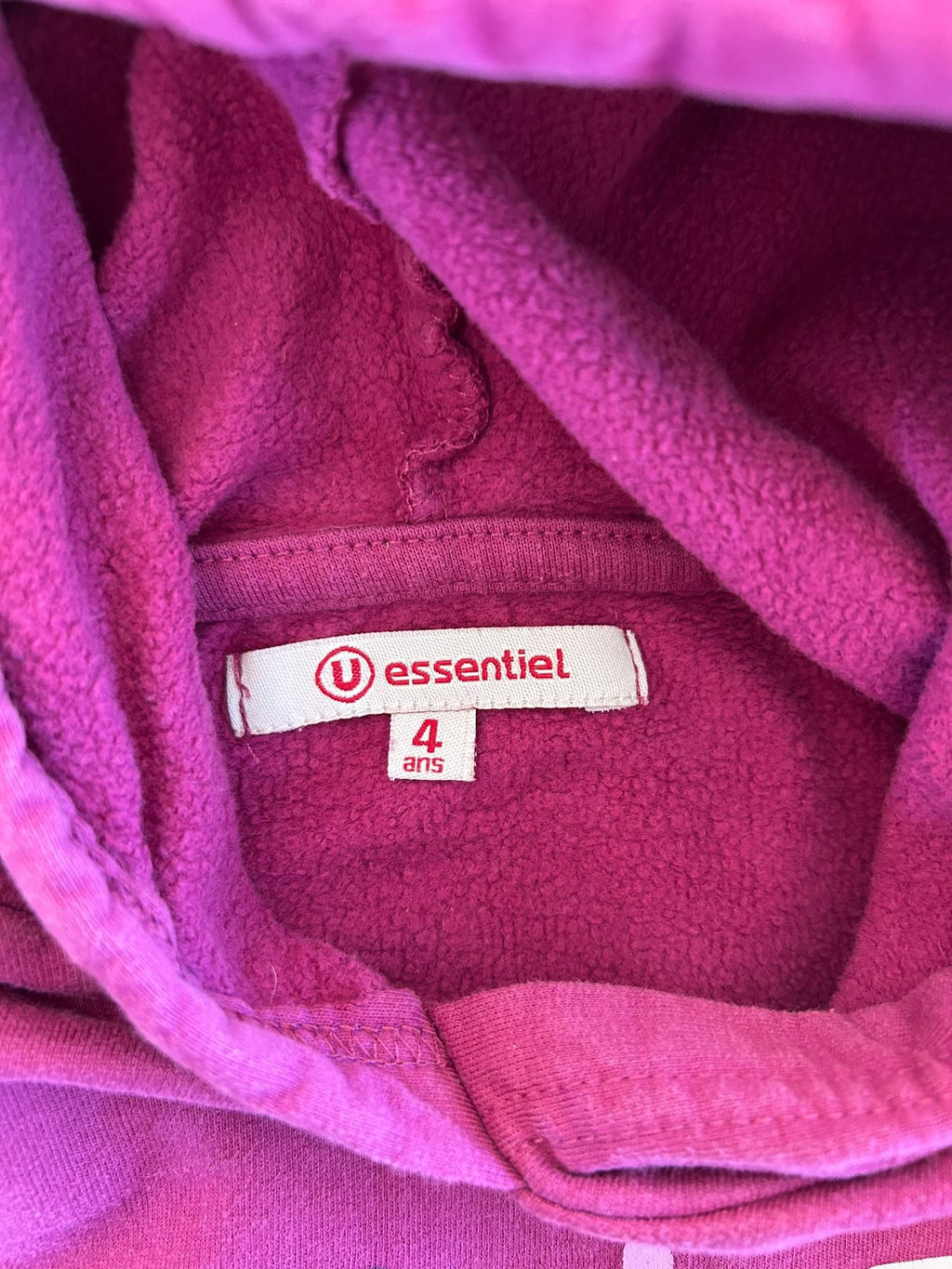 Sweat à capuche "smile" violet U Essentiel taille 4 ans