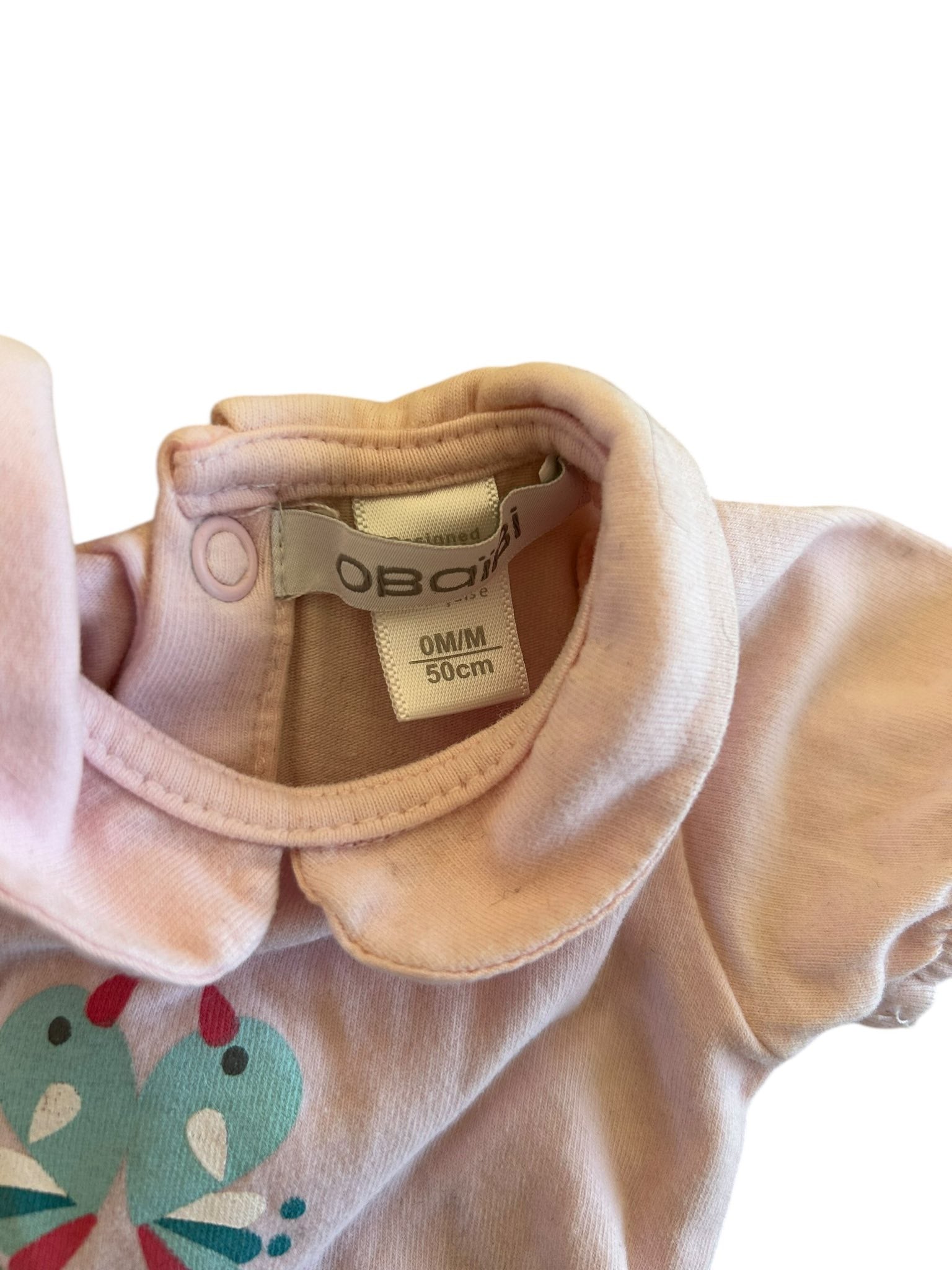 Bodie manches courtes col claudine motif papillon Obaibi taille 0 mois