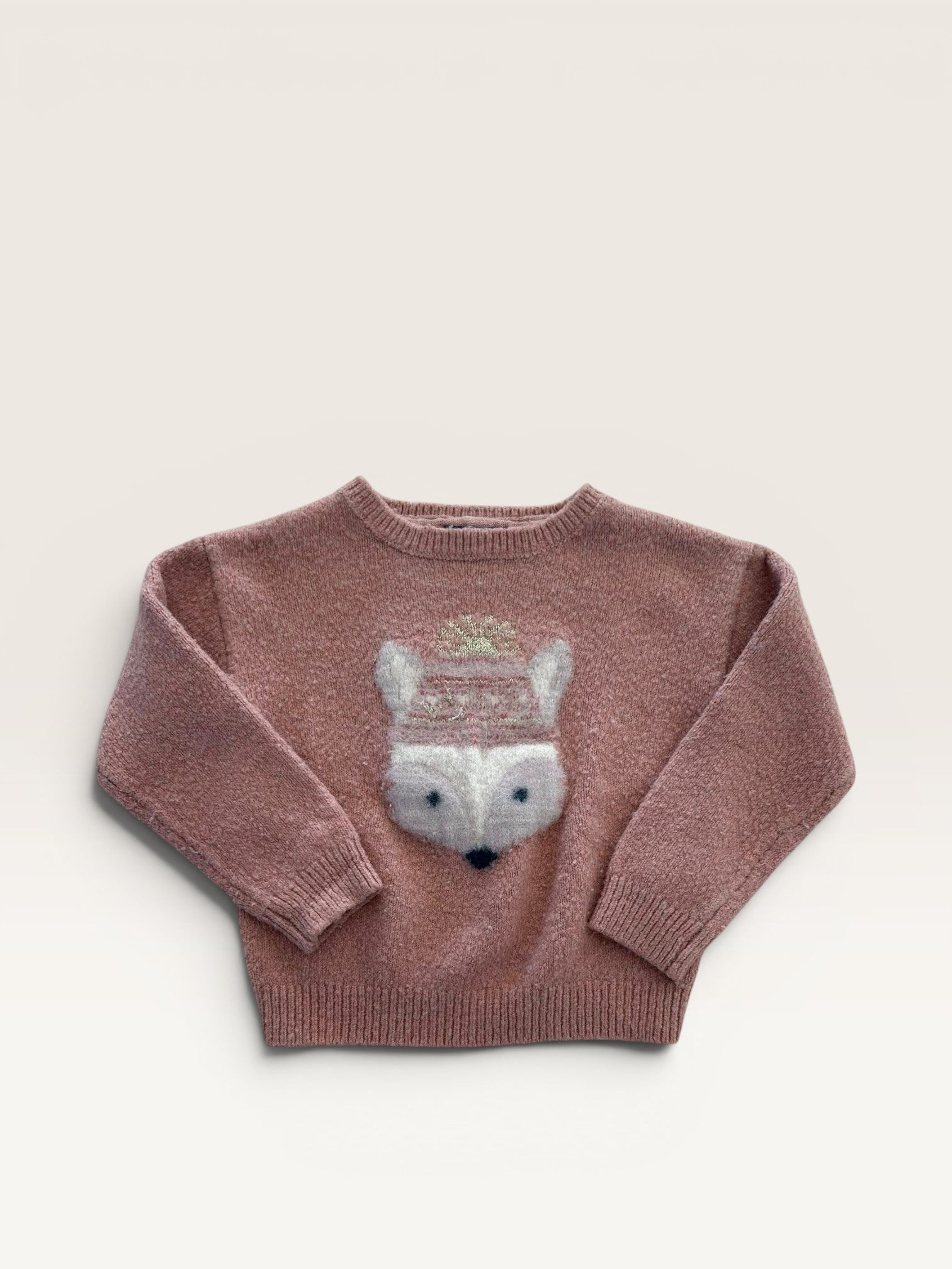 Pull polaire rose motif renard Okaidi - taille 4 ans
