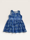 Robe d'été bleue motifs fleurs et feuilles - taille 4 ans