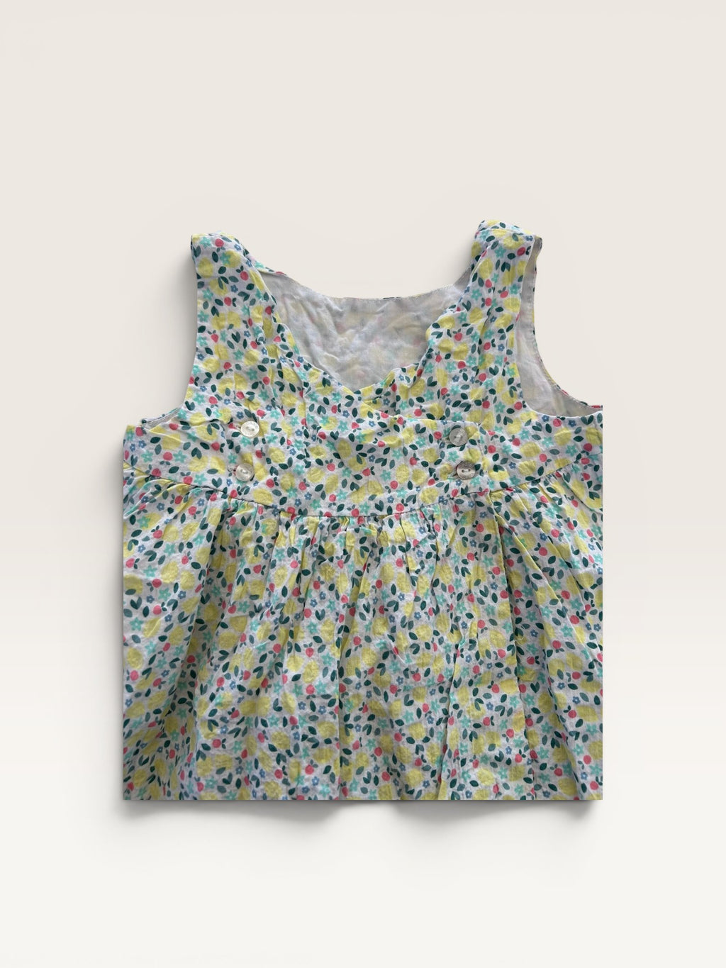 Robe d'été motifs citrons et fleurs Obaibi - taille 3 ans