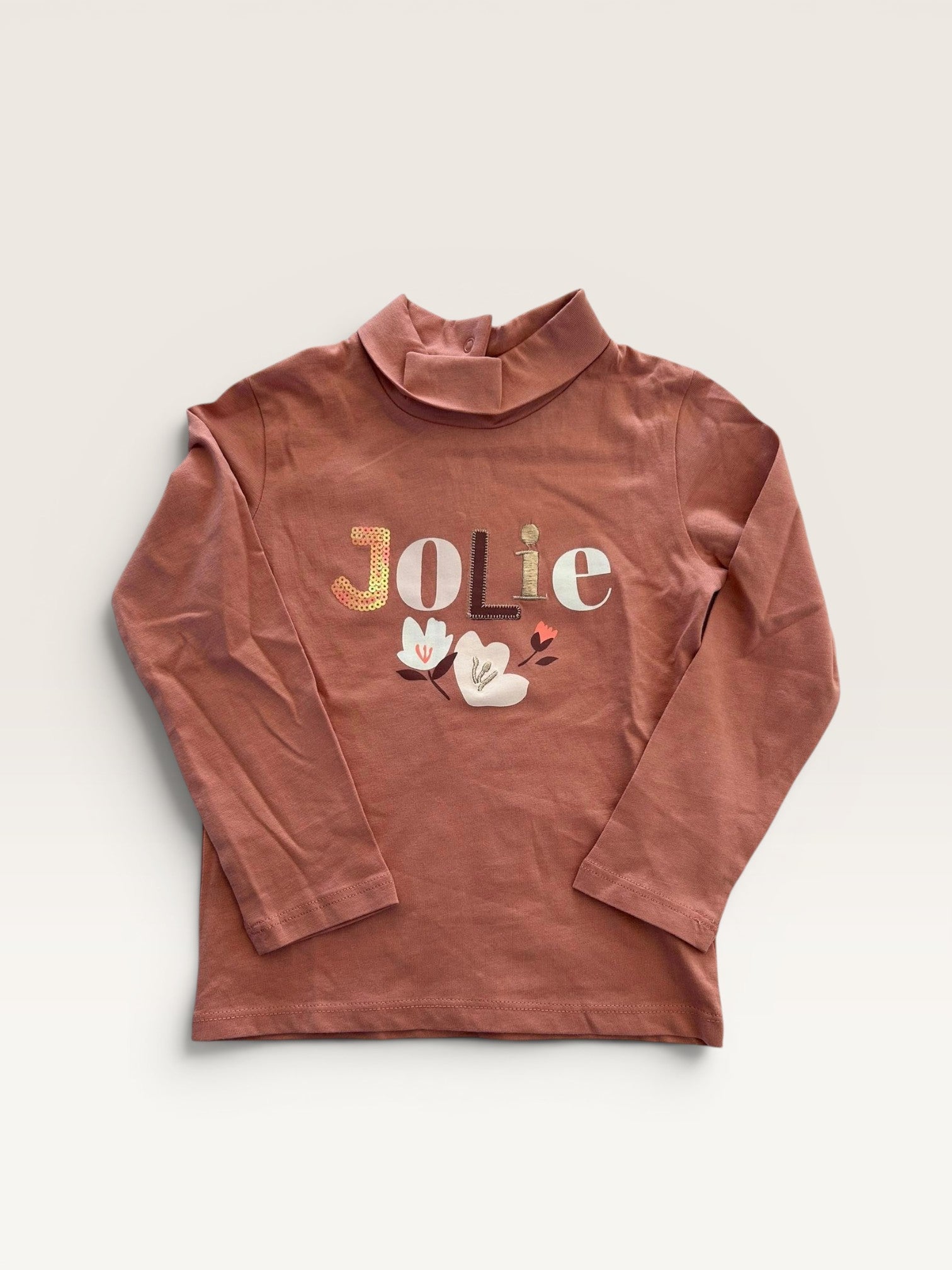 Col roulé "jolie" motif fleur et sequin Gémo - taille 3 ans