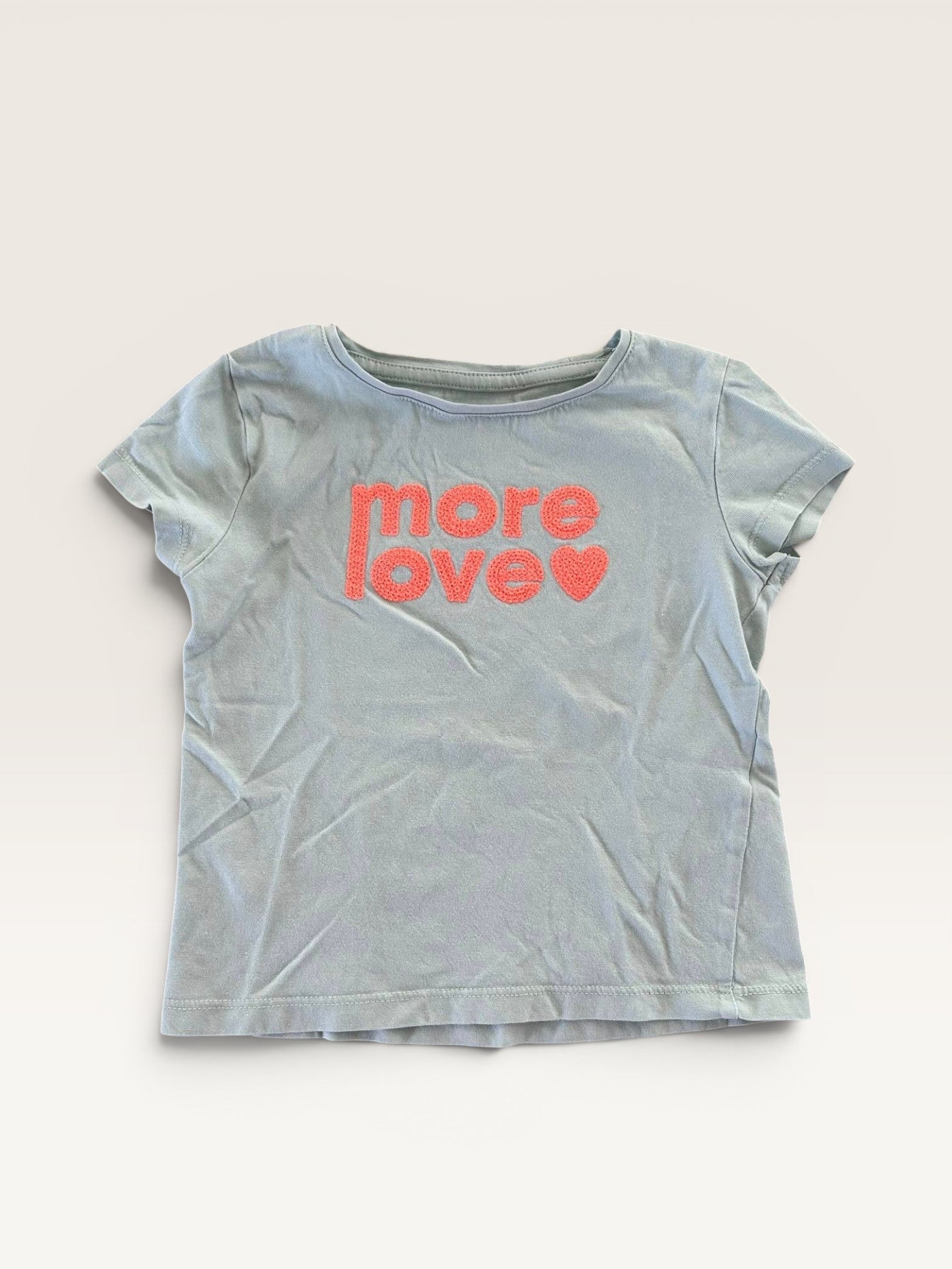 T-shirt manches courtes bleu clair message orange Kiabi taille 3 ans