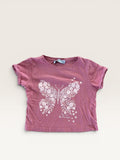 T-shirt manches courtes rose motif papillon et fleurs FPC Kid taille 3 ans