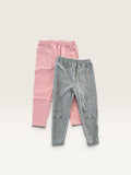 Lot de 2 leggings longs rose et gris motif chat Cozy Club taille 18/24 mois