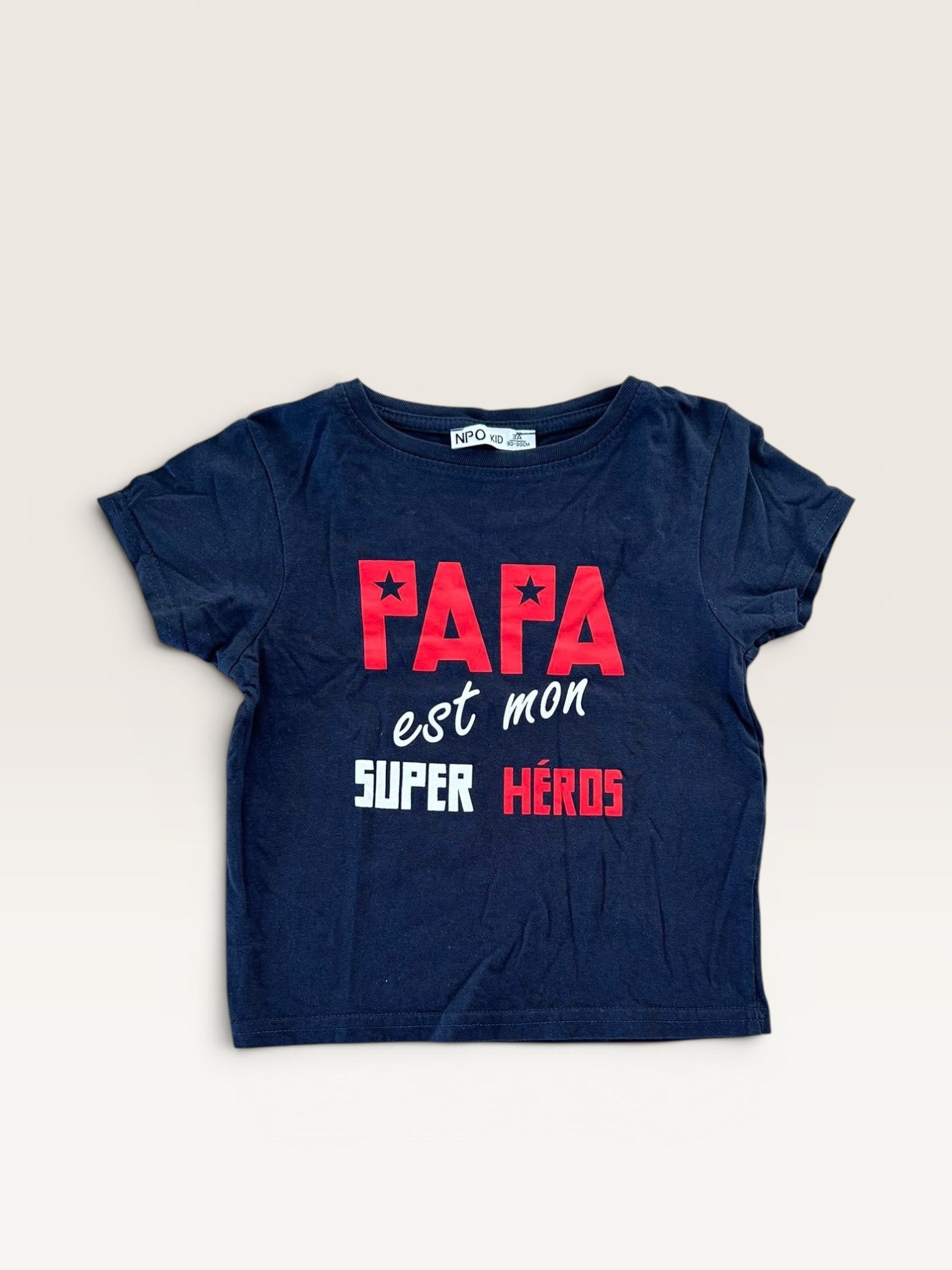 T-shirt manches courtes "papa est mon super héros" FPC Kid taille 3 ans
